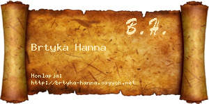 Brtyka Hanna névjegykártya